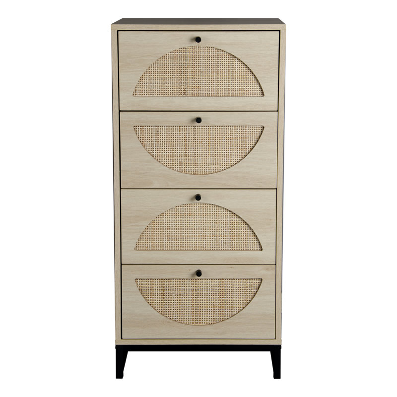 Armoire avec 4 tiroirs en rotin naturel