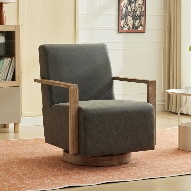 Fauteuil Ahmid, Similicuir gris foncé