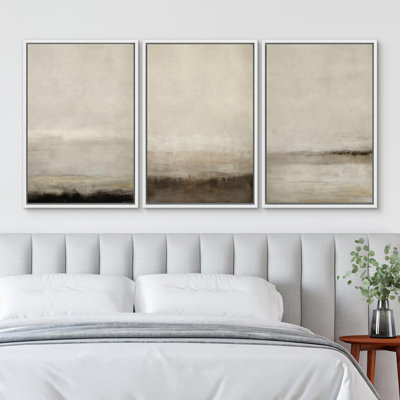 «Misty Horizons Tranquil Scenery In Mon monochrome Abstract», 3 pièces