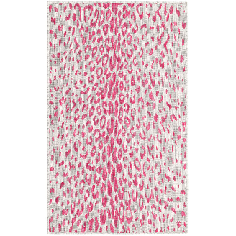 Tapis de safari d'extérieur rose et gris, Rectangle 3 pi x 5 pi 3 po