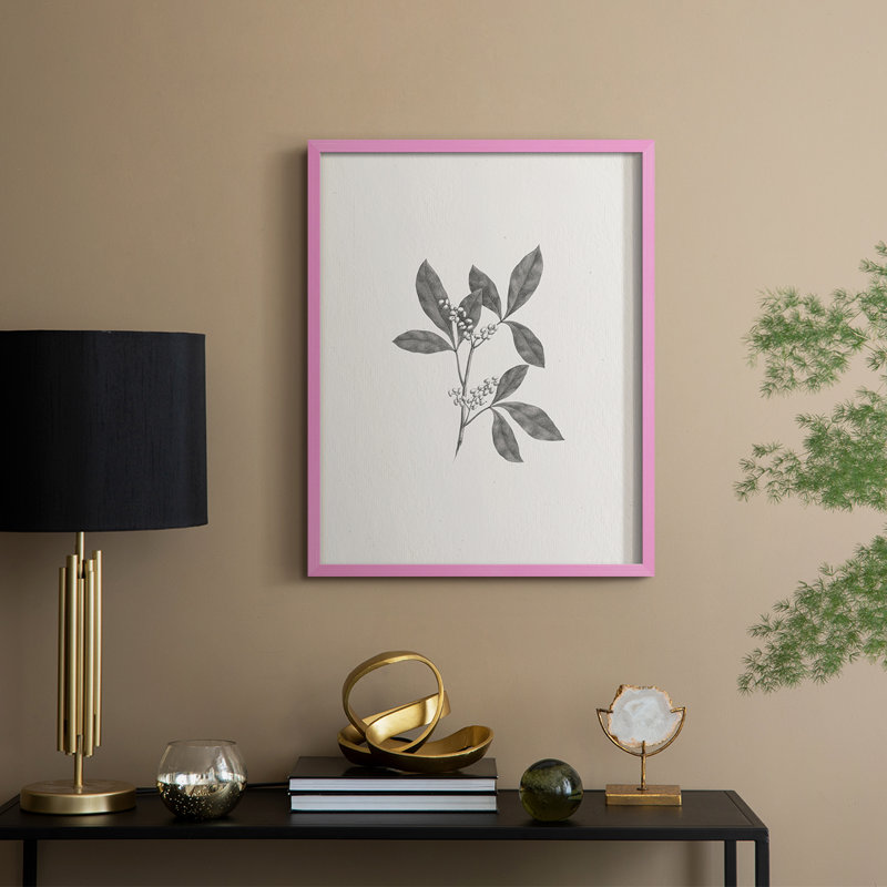 Reproduction encadrée rétro en bois massif XCV III, H 21 po x l 17 po, Rose