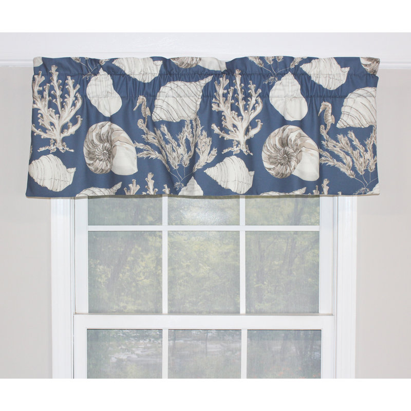 Cotton Blend Toile Tailored Window Valance, 50" W x 15" L