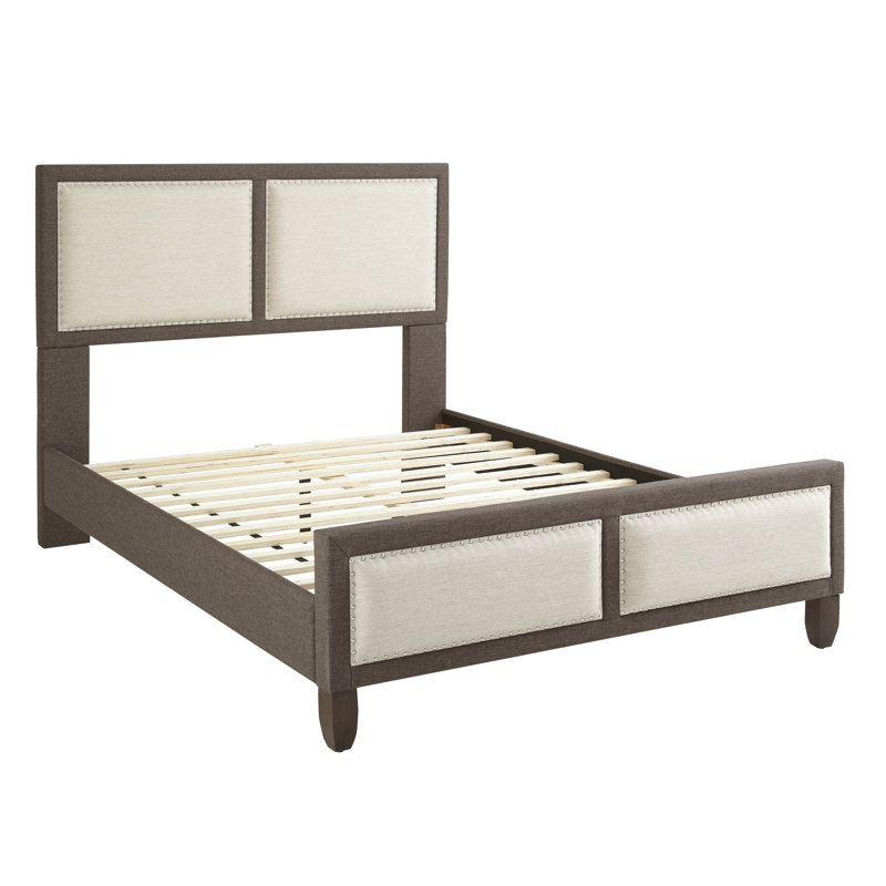 Upholstered Platform Bed, Tan