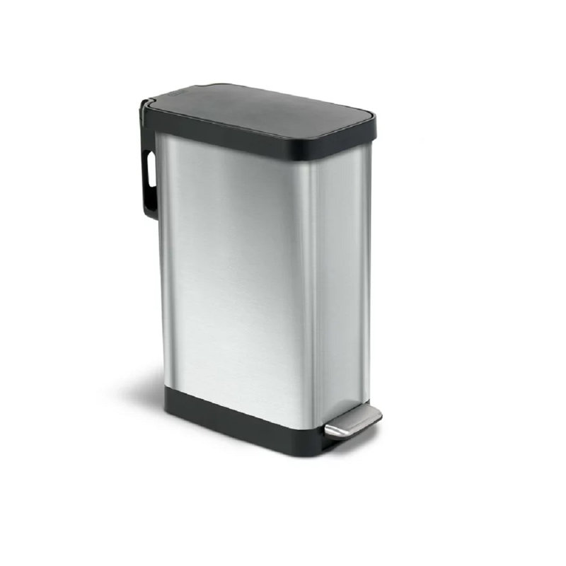 Poubelle à pédale en acier inoxydable GLAD ™ 12 gallons, Noir