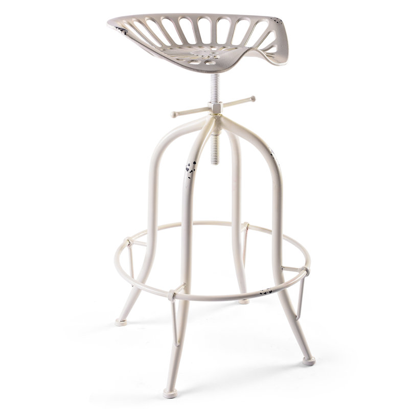 Swivel Counter Stool with Iron Frame, White