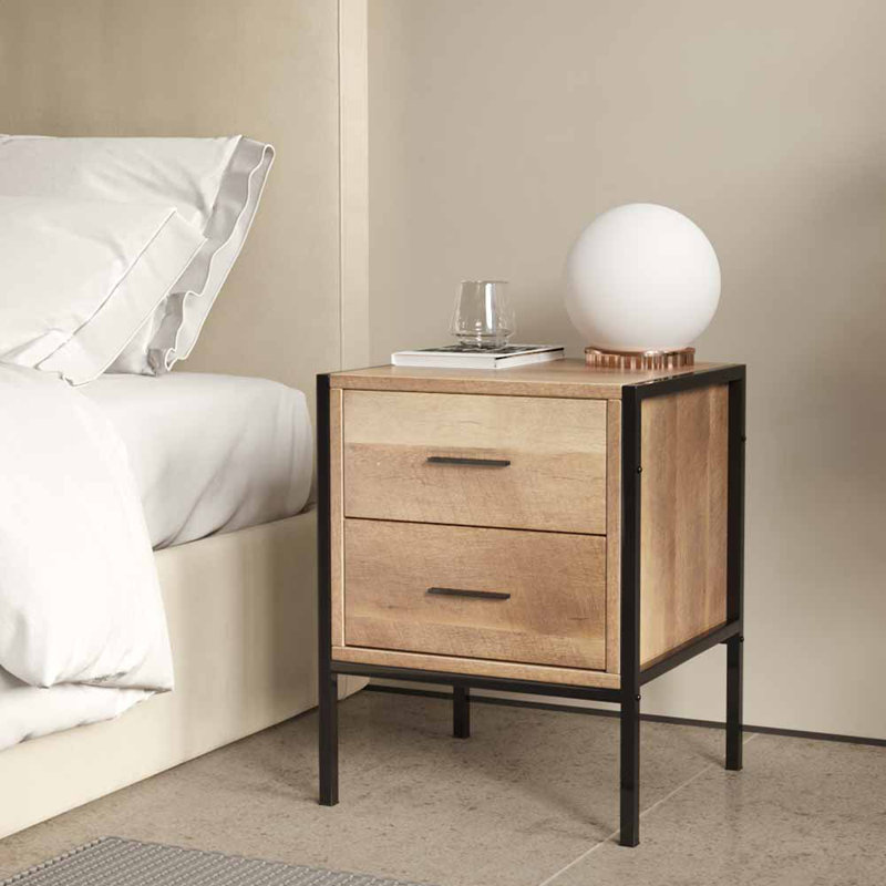 43cm W MDF, Metal Bedside Table