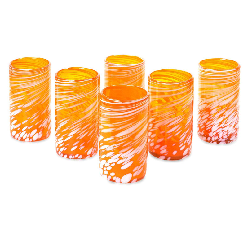 Gobelets en verre soufflé orange Adetoyosi (ensemble de 6)