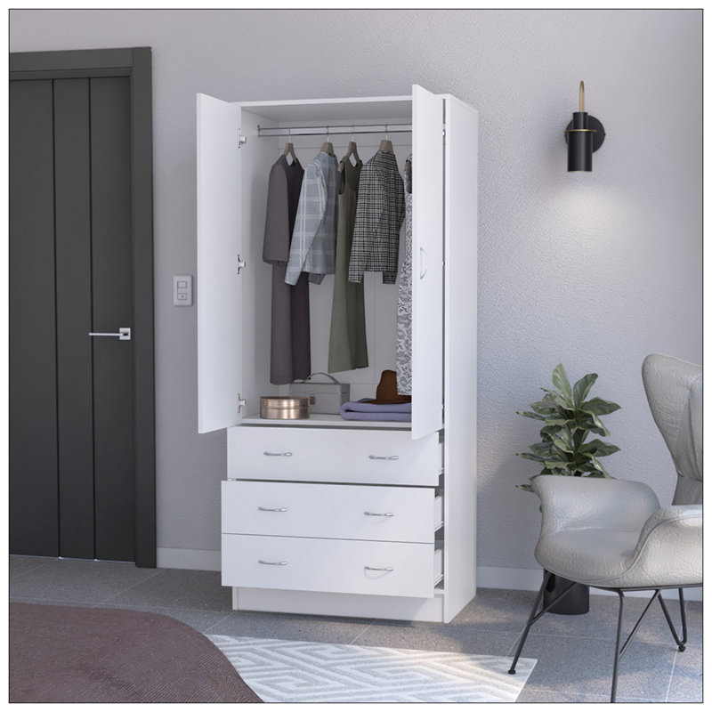 Armoire Ramey, chambre à coucher, blanc, Blanc