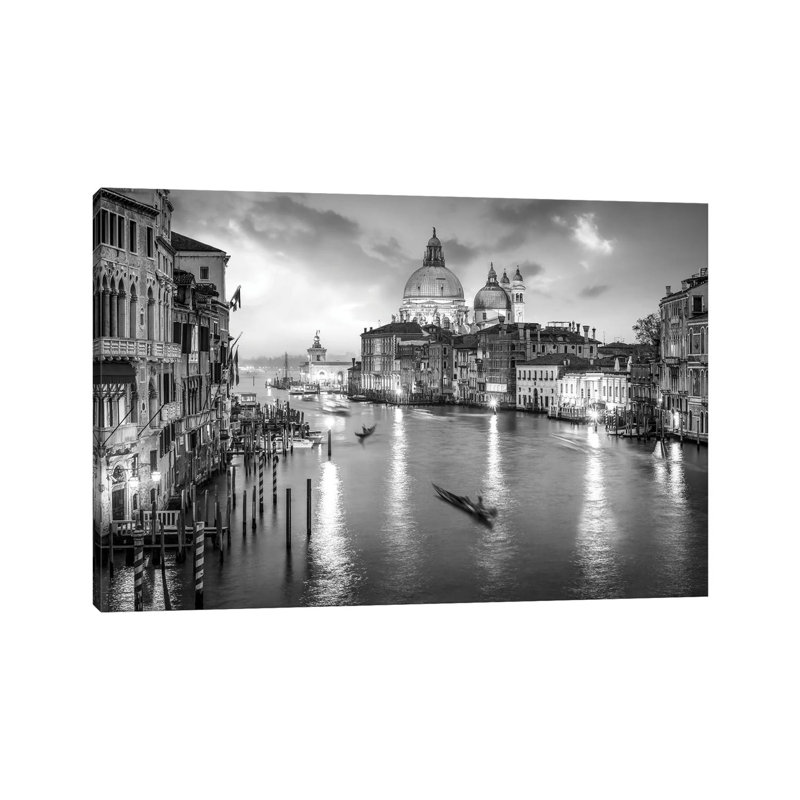 Canal Grande la nuit, Venise, Italie - Giclée sur toile tendue avec châssis, H 12 po x l 18 po