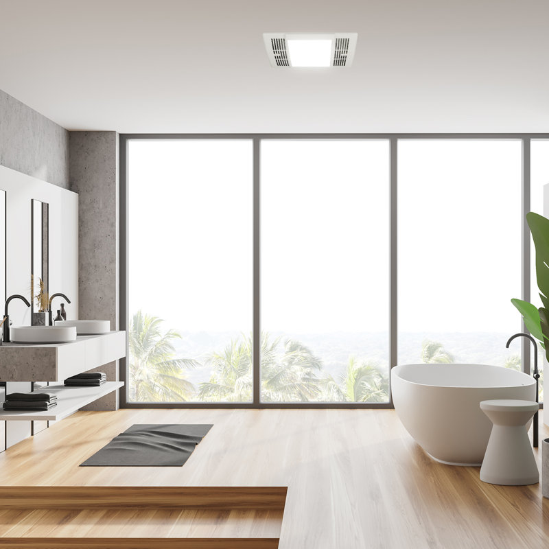 Traditional 90 CFM, 1.5 Sones Bathroom Fan with Light Exhaust Ventilation for Ceiling