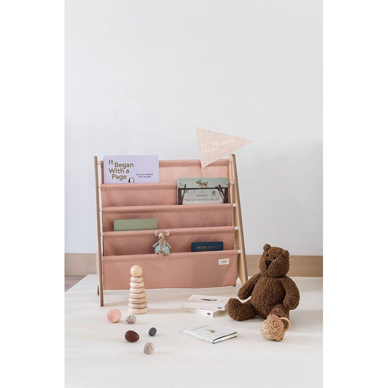 Clay Recycled Fabric Kids Book Rack with Wooden Frame