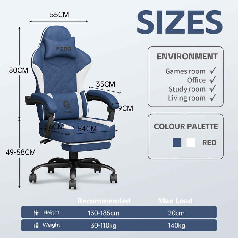 Rebrilliant PC & Racing Game Chair, Blue