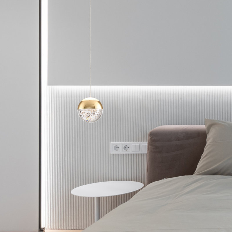 Luminaire suspendu simple à 1 lumière DEL Detrevion, Or poli