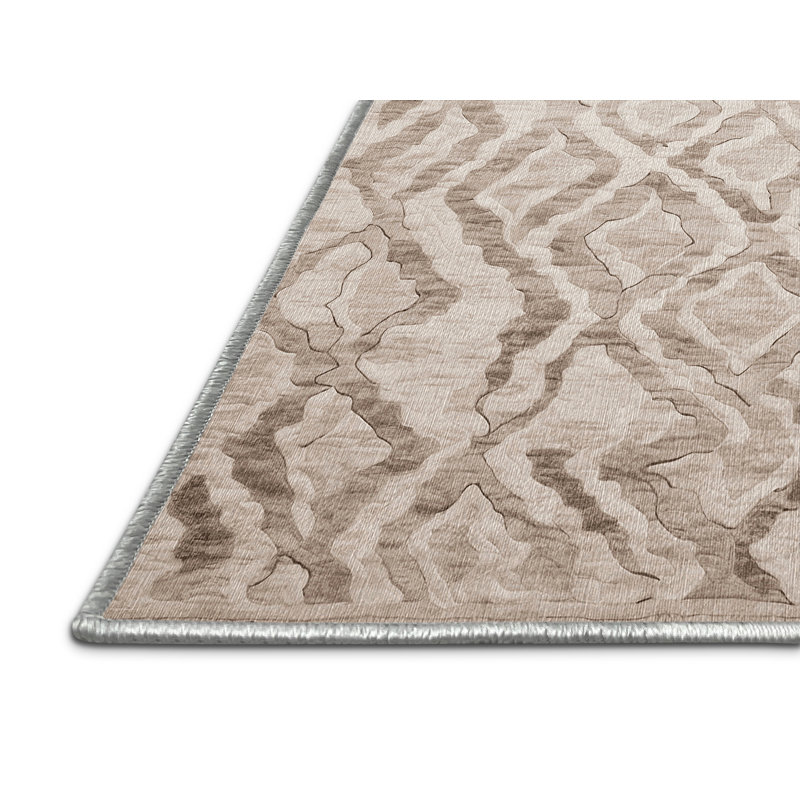 Machine Washable Beige Area Rug, Runner 2' x 5'