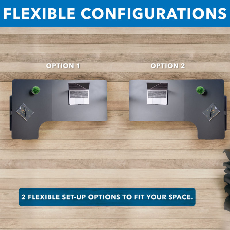 Mount-it! L-shaped Desk, Height Adjustment From 28.3" To 47.2",3 Memory Settings, Solid Steel Frame