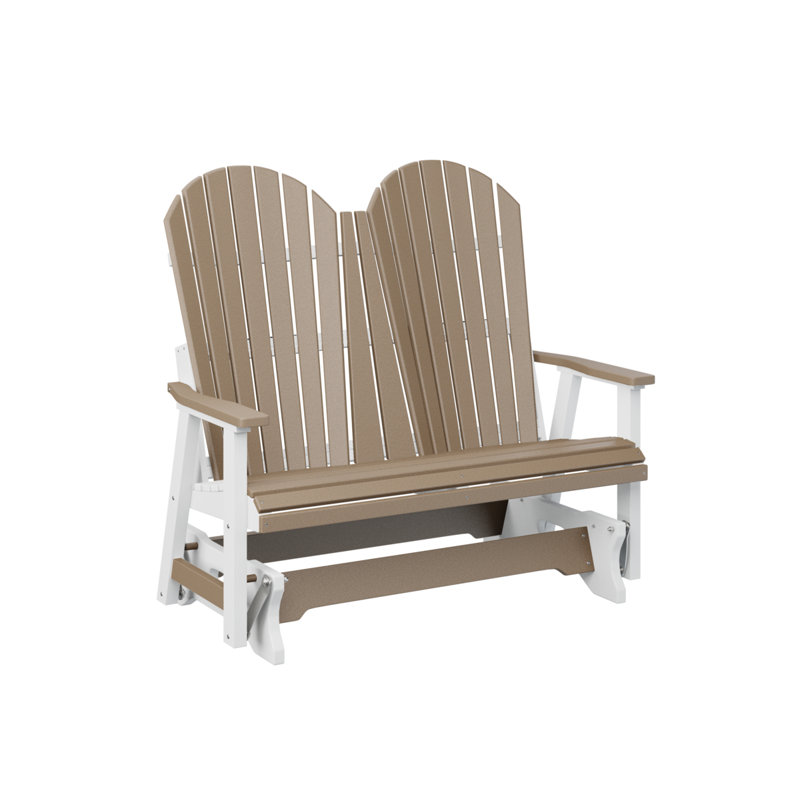 Comfo Back Outdoor Glider, Weatherwood/White