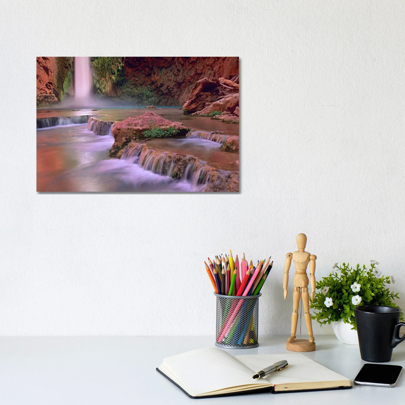 Mooney Falls Cascading Into Havasu Creek, Grand Canyon National Park, Arizona by Tim Fitzharris - Wrapped Canvas Print