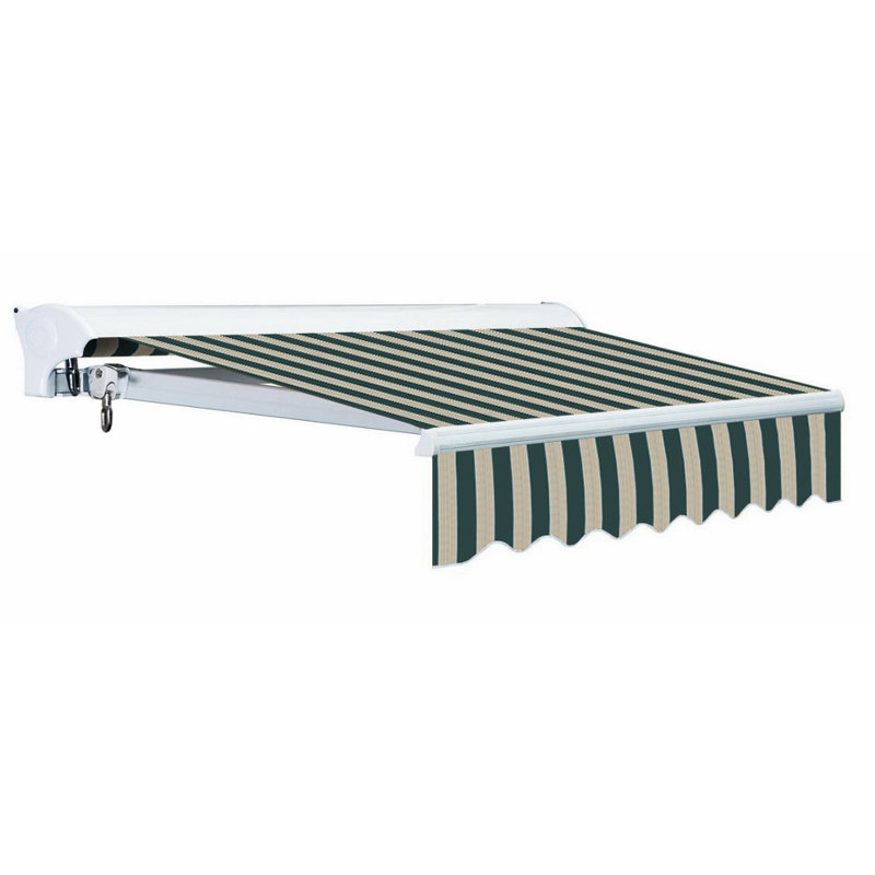 Advaning 12'x10' Motorized Patio Retractable Awning, 10.5" H x 142" W x 118" D, Garden Green/Sand Beige Stripes