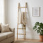 Rangement décoratif en bois pour échelle pour le salon et la maison - Échelle inclinée murale moderne pour porte-couvertures et rangement multi-usage - 76 po-23835252