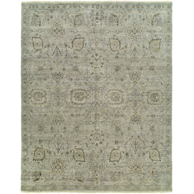 Wool Floral Area Rug in Gray