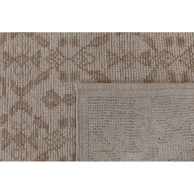 Tapis d'intérieur en laine noué à la main Vanna Villa, Ivoire ivoire, 8 pi 9 po x 11 pi 9 po