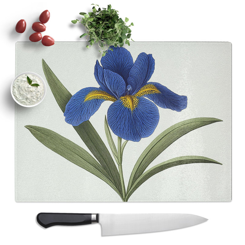 Iris Flower  Glass Chopping Board