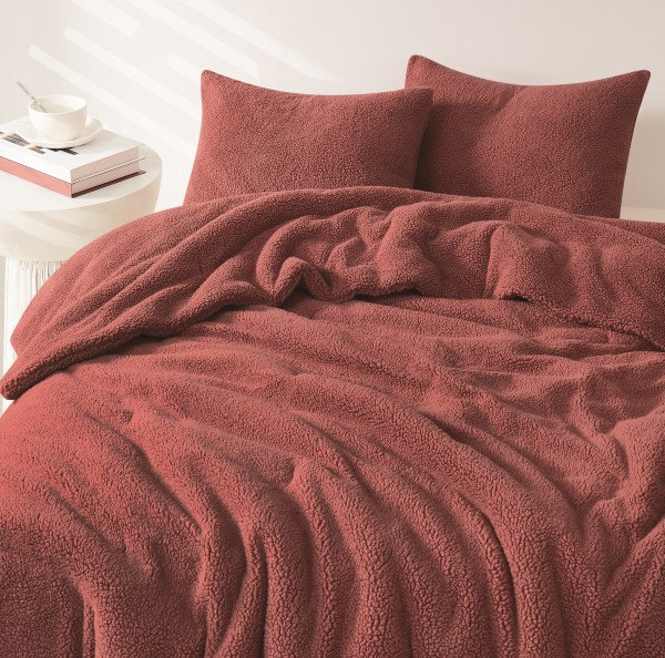 Brooklyn Loom Oversized Marshmallow Sherpa 3 Piece Comforter Set, Rose, King Comforter + 2 King Shams