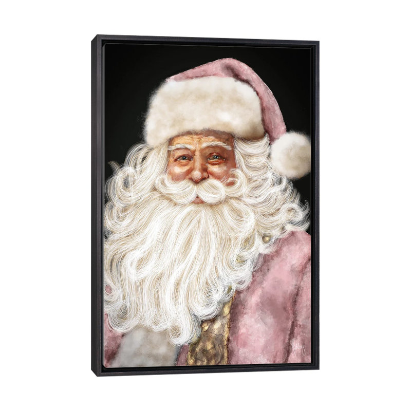 «Pink Santa», reproduction d'art murale , H 26 po x l 18 po, Impression encadrée sans passe-partout, Noir patiné