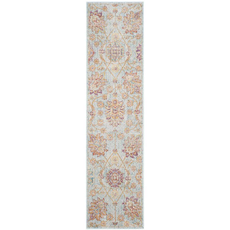 Beausejour Sevilla Viscose Oriental Rug in Blue, Runner 2'1" x 8'