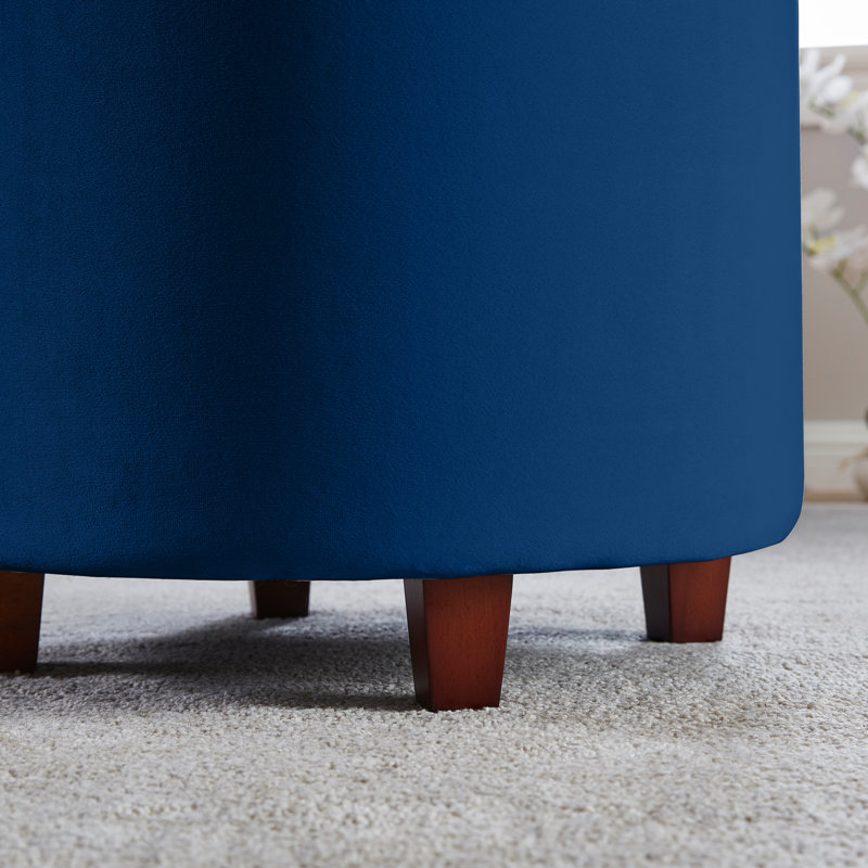 Crompton Upholstered Ottoman, Navy Velvet