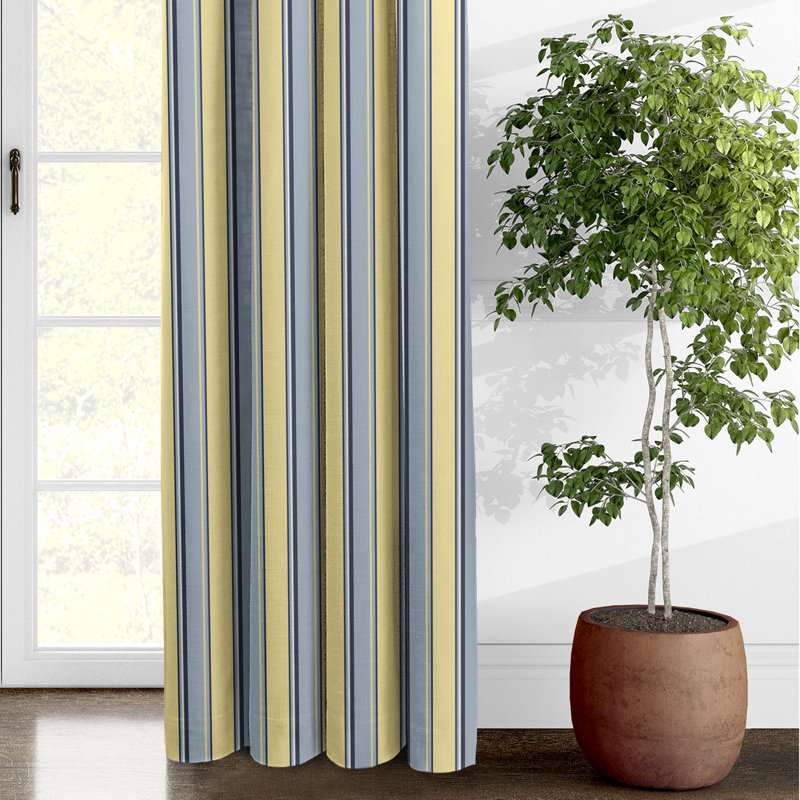 Gino Stripe Rod Pocket Drapery Panels Pair, 50" W x 108" L