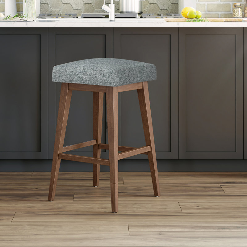 Tabouret pivotant carré en bois et à hauteur réglable Dorreen, Brun moyen, Graphite