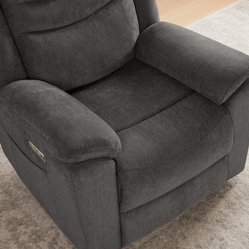 Fauteuil inclinable électrique surdimensionné en chenille avec dossier épais et accoudoirs larges pour le salon (ensemble de 2)