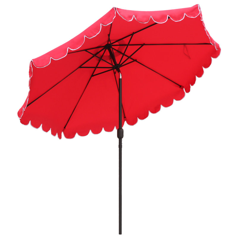 Parasol de patio festonné 9 pi Ogunoust, Rouge
