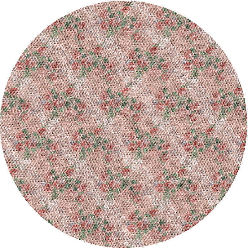 Tapis rose à motif floral Kaisha, Rond 6 pi