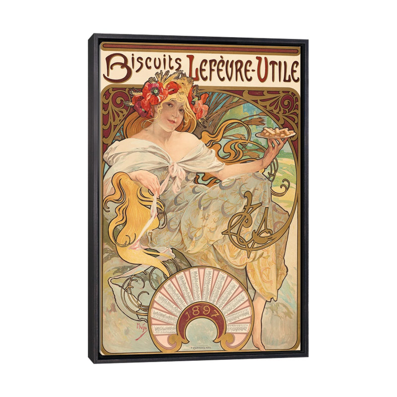 Biscuits Lefervre-Utile, 1896, 26" H x 18" W x 1.5" D, No Mat, Distressed Black Floater Framed Canvas