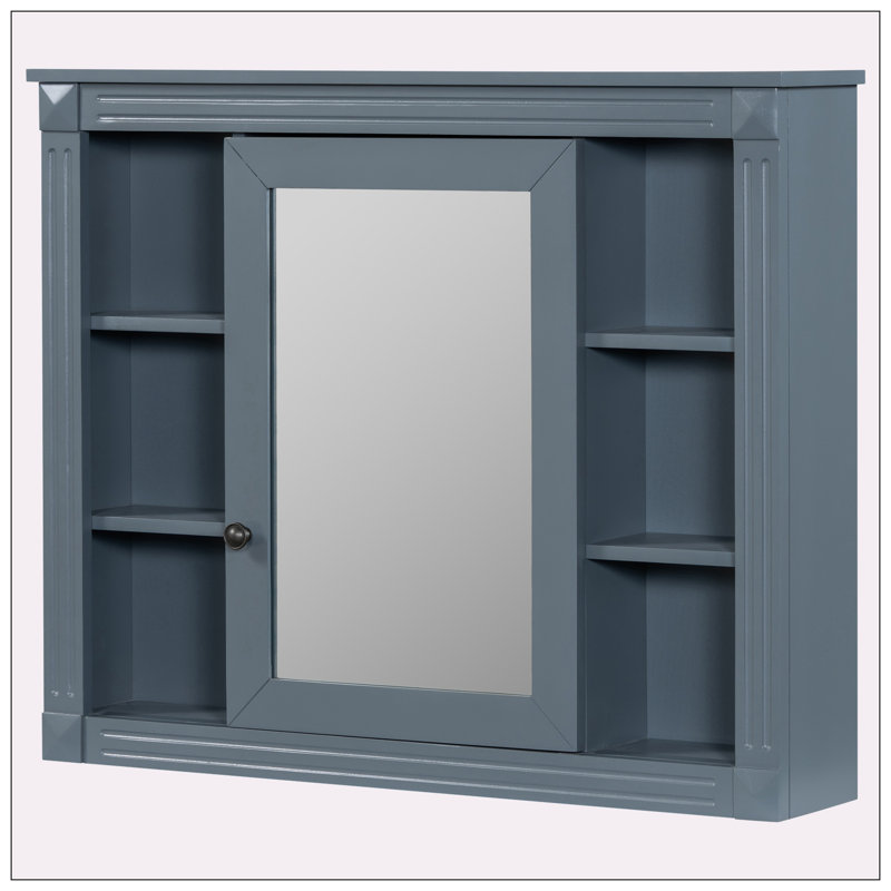 Armoire à pharmacie à miroir fixée au mur l 35,00 po H 28,70 po, Bleu