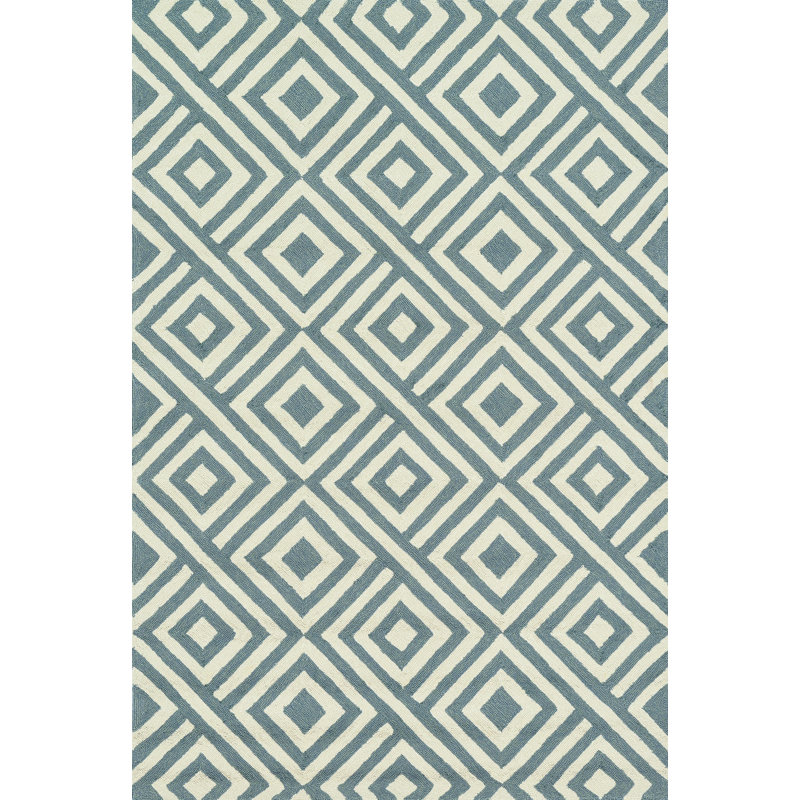 Tapis décoratif d’intérieur/d’extérieur en ardoise/Ivoire crochetés à la main, Rectangle 2 pi 3 po x 3 pi 9 po
