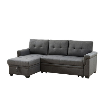 Linen Reversible Sleeper Sectional Sofa