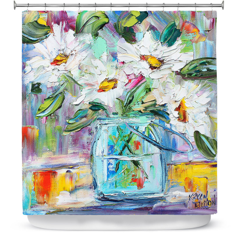 Rideau de douche simple marguerites