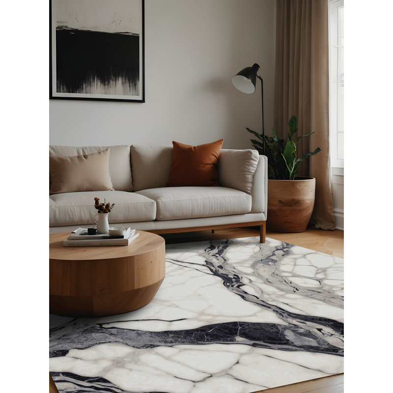 Machine Washable Gray Area Rug, Square 8'