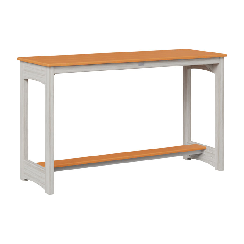 Balcony Outdoor Bar Table, Seashell, 35.5" H x 60" W x 22" D, Mango Orange