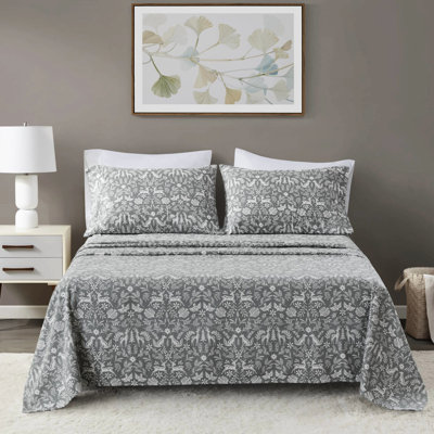 Drap-housse complet en 4 pièces avec imprimé Faune d'hiver sauge, 100% flanelle de coton, dimensions luxueuses convenant aux matelas de 18 po, douceur du tissu supérieur brossé, bonne couverture ajustée élastiquée,
