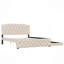 Grand lit plateforme tapissier avec lit gigogne simple et 2 ensembles de ports USB de chaque côté, tissu en lin-1569310646