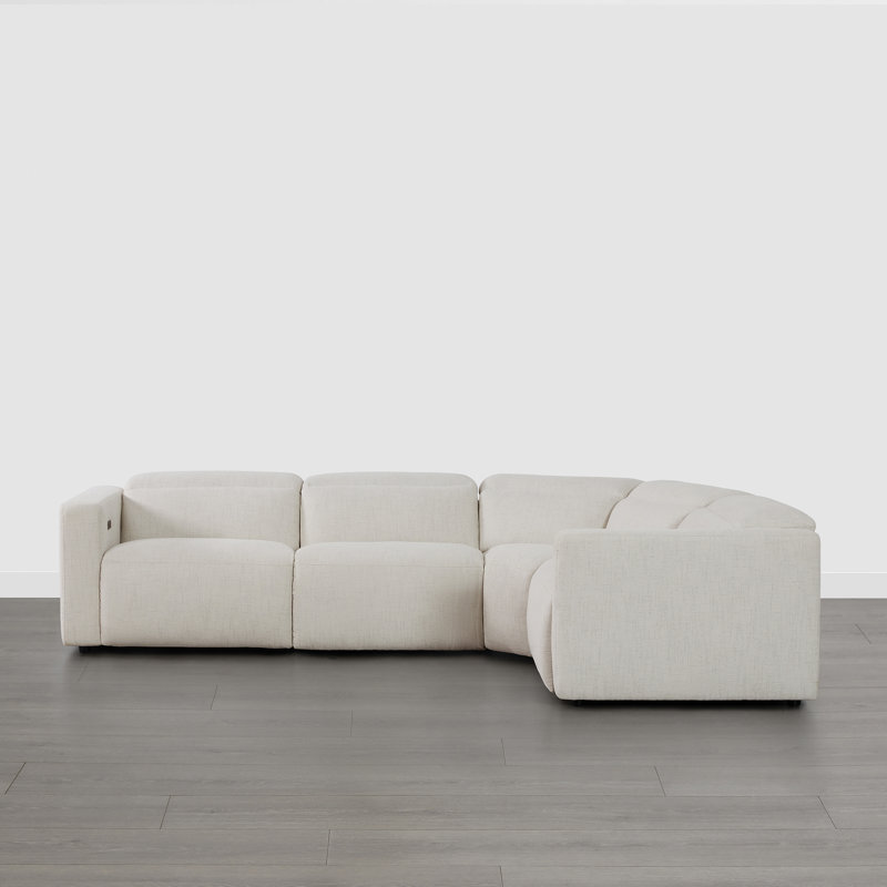 Alaylah Wall-Hugger Power Reclining Sectional, Right Hand Facing, 39.4" H x 125.2" W x 91.7" D, Creamy Gray Linen Polyester