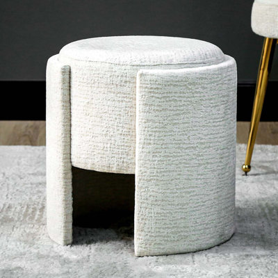 40cm Chenille Round Dressing Table Stool for Bedroom Furniture, Living Room Accent Stool, Foot Stool