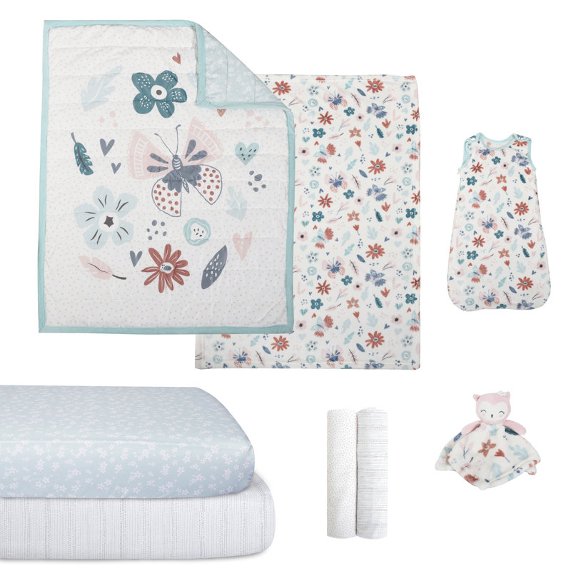 Ensemble de literie pour lit de bébé 8 pièces Haleemah Butterfly Wishes