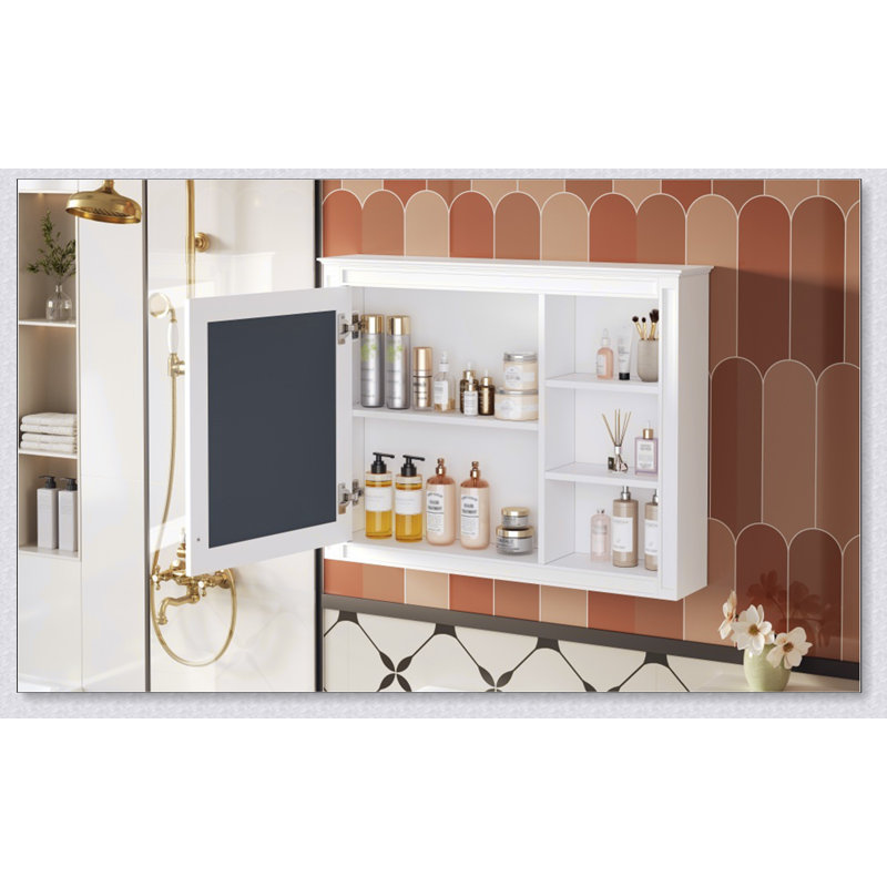 Armoire à pharmacie murale 36 po x 28 po avec miroir et tablette réglable, solution de rangement moderne pour salle de bain
