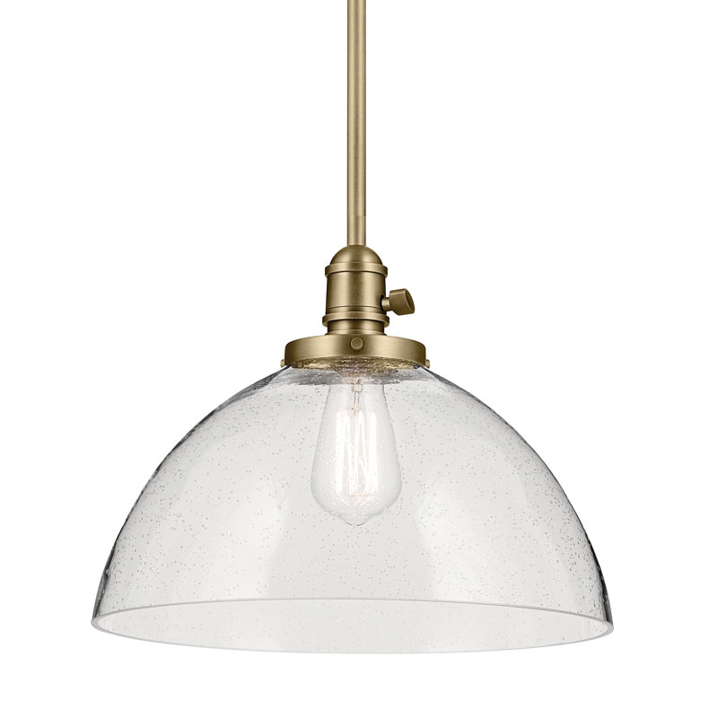 Luminaire suspendu dôme 1 lumière 11 po, Laiton naturel