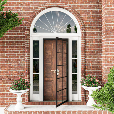 30 x 8010Lite Black Security Door Universal/Reversible Hinging Surface Mount Steel Security Door With Perforated Metal Screen With Lock